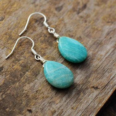 Nature Amazonite Courage Teardrop Earrings-Your Soul Place